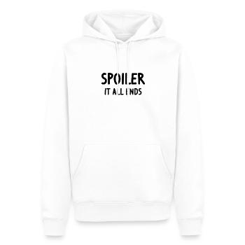 Spoiler - it all ends - Männer Premium Bio Hoodie - Weiß - Vorne - Nico (187cm)