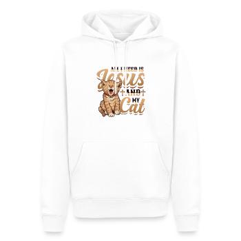 Tout ce dont j’ai besoin, c’est de Jésus et de mon chat - Sweat à capuche Premium bio Homme - blanc - Devant - Nico (187cm)
