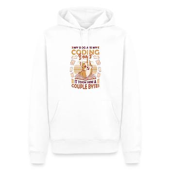 Hund Bytes Code Computer Witz Programmierung - Männer Premium Bio Hoodie - Weiß - Vorne - Nico (187cm)