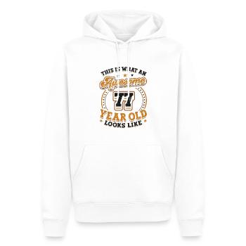 Voilà à quoi ressemble un grand homme de 77 ans. - Sweat à capuche Premium bio Homme - blanc - Devant - Nico (187cm)