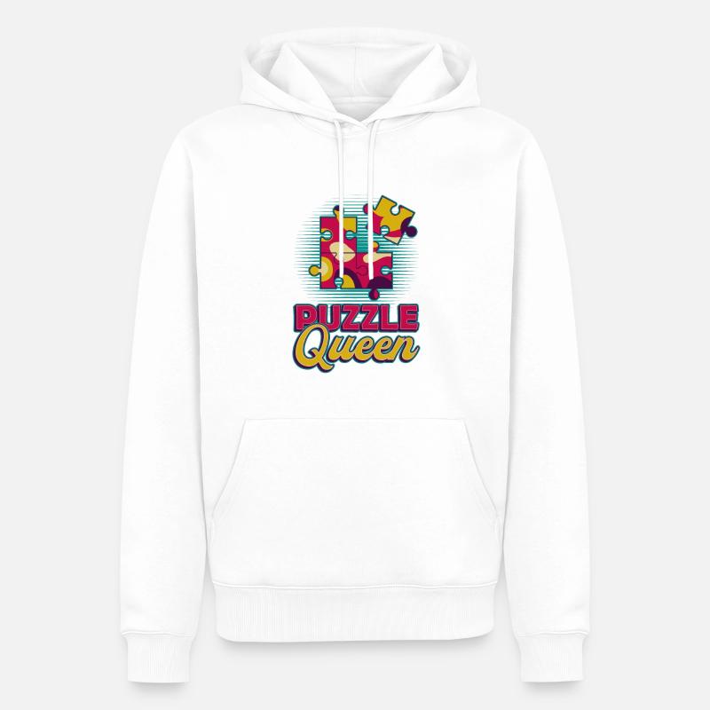 Puzzle Queen, Puzzlespiel - Männer Premium Bio Hoodie - Weiß