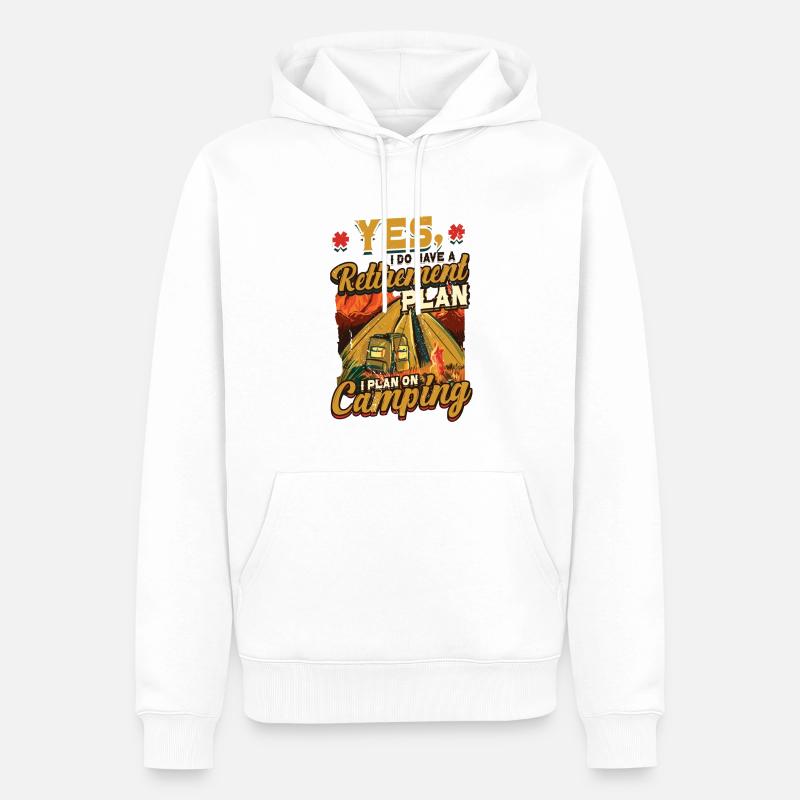 Ruhestandsplan Camping, Ruhestandscamper - Männer Premium Bio Hoodie - Weiß