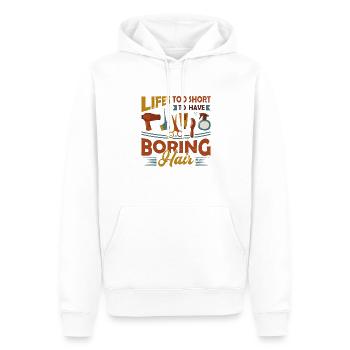 La vie est trop courte pour un ennuyeux - Sweat à capuche Premium bio Homme - blanc - Devant - Nico (187cm)