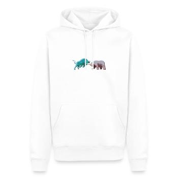 Accro aux actions, Bull Bear Stock Market - Sweat à capuche Premium bio Homme - blanc - Devant - Nico (187cm)