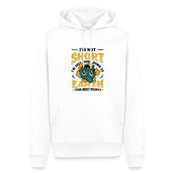 Ich Bin Nicht Klein, Ich Bin Nur Bodenständiger - Männer Premium Bio Hoodie - Weiß - Vorne - Nico (187cm)