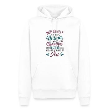 Ensemble, nous sommes une œuvre d’art, enseignante préscolaire - Sweat à capuche Premium bio Homme - blanc - Devant - Nico (187cm)