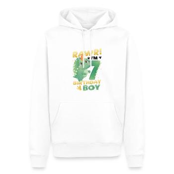 7th Birthday Boy Happy Birthday Dinosaurier - Männer Premium Bio Hoodie - Weiß - Vorne - Nico (187cm)