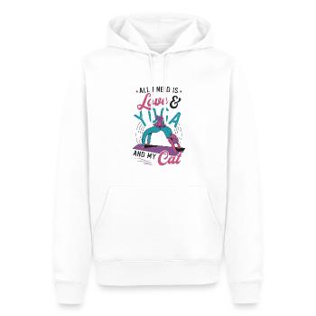 Tout ce dont j’ai besoin, c’est d’amour et de yoga - Sweat à capuche Premium bio Homme - blanc - Devant - Nico (187cm)