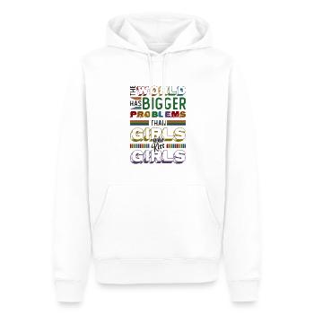 Des problèmes plus graves que les filles qui embrassent des filles - Sweat à capuche Premium bio Homme - blanc - Devant - Nico (187cm)