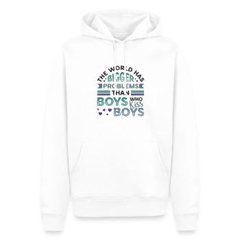 Des problèmes plus importants que les gars qui embrassent des garçons - Sweat à capuche Premium bio Homme - blanc - Devant - Nico (187cm)