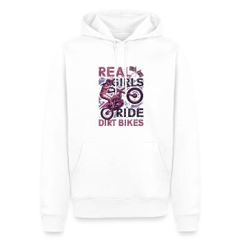 Les vraies filles conduisent des motos hors route, motocross féminin - Sweat à capuche Premium bio Homme - blanc - Devant - Nico (187cm)