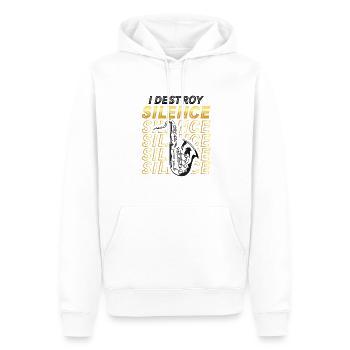 Ich Zerstöre Die Stille, Lustiges Saxophon - Männer Premium Bio Hoodie - Weiß - Vorne - Nico (187cm)