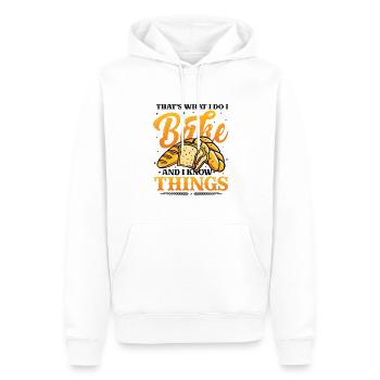 Boulanger, je le fais, je fais de la pâtisserie et je sais des choses - Sweat à capuche Premium bio Homme - blanc - Devant - Nico (187cm)