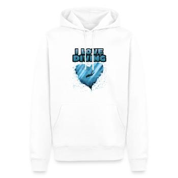 J’adore la plongée, la plongée sous-marine - Sweat à capuche Premium bio Homme - blanc - Devant - Nico (187cm)