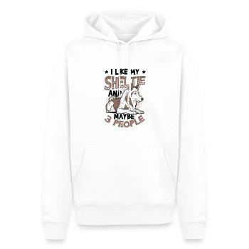J’aime mon Sheltie et peut-être 3 personnes - Sweat à capuche Premium bio Homme - blanc - Devant - Nico (187cm)