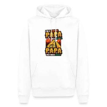 Camping Papa, feu de camp - Sweat à capuche Premium bio Homme - blanc - Devant - Nico (187cm)