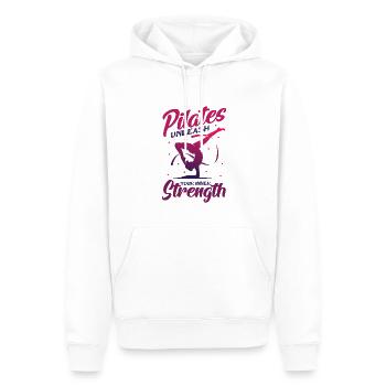 Pilates, libérez votre force intérieure - Sweat à capuche Premium bio Homme - blanc - Devant - Nico (187cm)