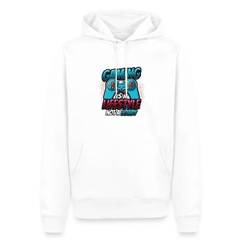 Le jeu est un style de vie, pas un passe-temps - Sweat à capuche Premium bio Homme - blanc - Devant - Nico (187cm)