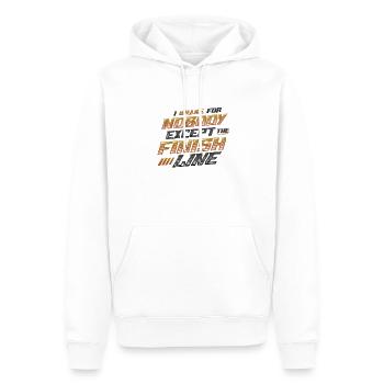 Je ne freine pour personne sauf la ligne d’arrivée - Sweat à capuche Premium bio Homme - blanc - Devant - Nico (187cm)