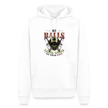 Meine Kugeln Sehen Gut Aus, Auf Deinem Gesicht - Männer Premium Bio Hoodie - Weiß - Vorne - Nico (187cm)