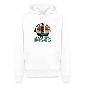 Keine Kleinen Bälle, Nur Große Scheiben - Funny - Männer Premium Bio Hoodie - Weiß - Vorne - Nico (187cm)