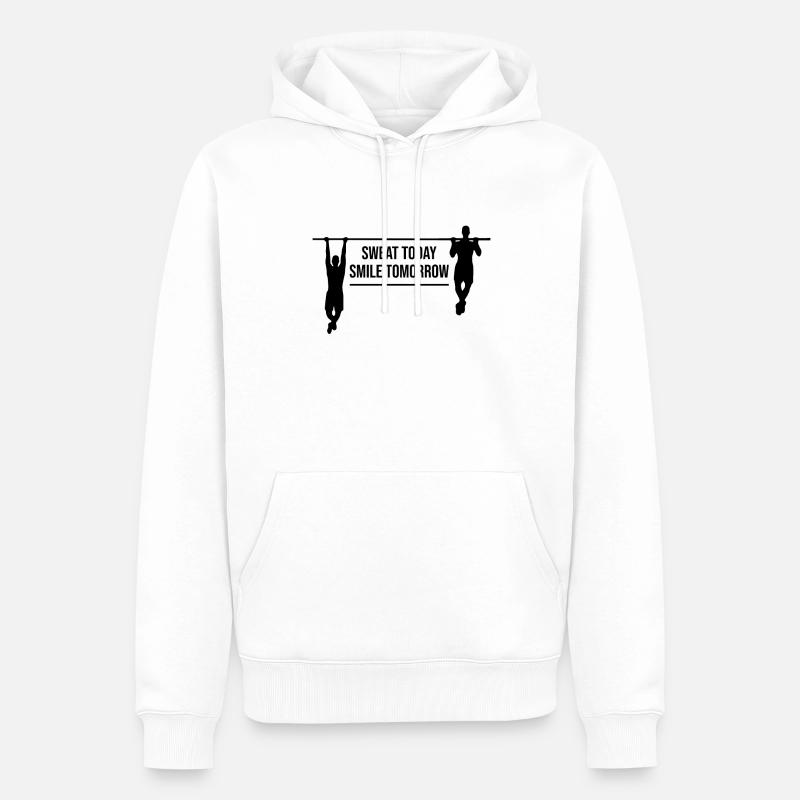 Pull-ups motivant en disant entraînement physique - Sweat à capuche Premium bio Homme - blanc