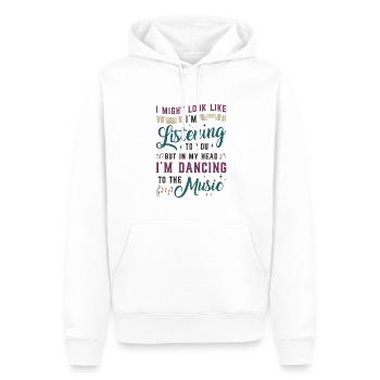 Mais dans ma tête, je danse sur la musique - Sweat à capuche Premium bio Homme - blanc - Devant - Nico (187cm)