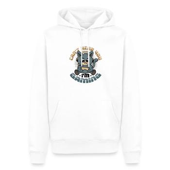Je ne t’entends pas, je joue - Sweat à capuche Premium bio Homme - blanc - Devant - Nico (187cm)