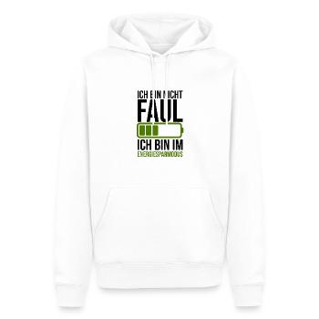 Lustiger Spruch Faulheit - Energiesparmodus - Männer Premium Bio Hoodie - Weiß - Vorne - Nico (187cm)