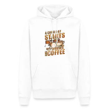 A good day starts with a drum kit - Men’s Premium Organic Hoodie - white - Front - Nico (187cm)