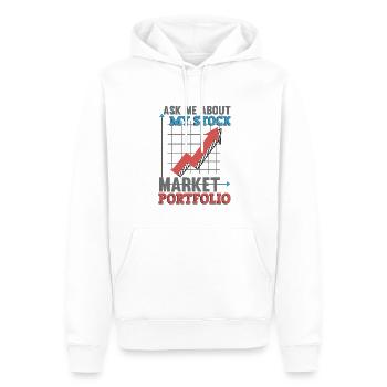 Posez-moi des questions sur mon portefeuille boursier - Sweat à capuche Premium bio Homme - blanc - Devant - Nico (187cm)