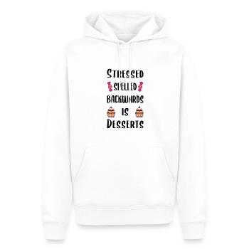 Stressed spelled backwards is desserts - Men’s Premium Organic Hoodie - white - Front - Nico (187cm)