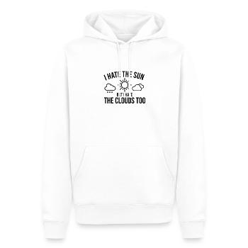 Soleil Nuages Drôle Dicton Prévisions Météo - Sweat à capuche Premium bio Homme - blanc - Devant - Nico (187cm)