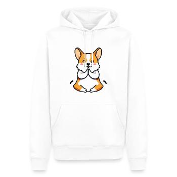 Corgi Namaste Chien Gallois - Sweat à capuche Premium bio Homme - blanc - Devant - Nico (187cm)