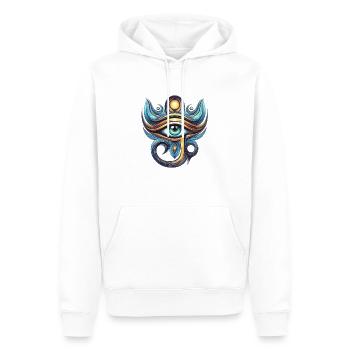 Femilia - Eye of Horus - Œil oudjat - Sweat à capuche Premium bio Homme - blanc - Devant - Nico (187cm)