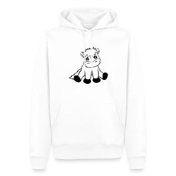 Freundliches sitzendes Pferd - Männer Premium Bio Hoodie - Weiß - Vorne - Nico (187cm)