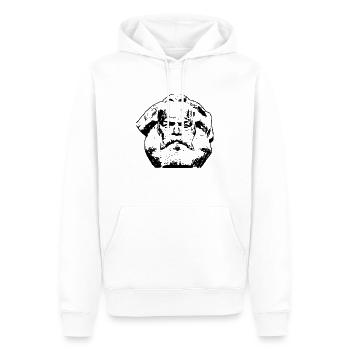 Marx Kopf schwarz - Männer Premium Bio Hoodie - Weiß - Vorne - Nico (187cm)