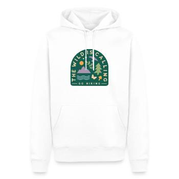 Die Wildnis ruft. Outdoor Abenteuer - Männer Premium Bio Hoodie - Weiß - Vorne - Nico (187cm)