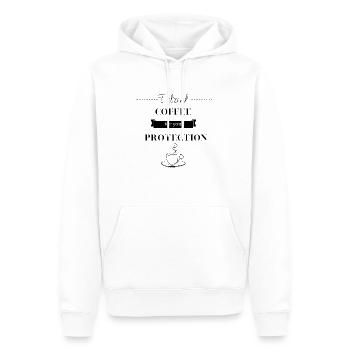 I drink coffee for your protection - Männer Premium Bio Hoodie - Weiß - Vorne - Nico (187cm)