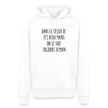 Dans le creux de tes deux mains - Sweat à capuche Premium bio Homme - blanc - Devant - Nico (187cm)