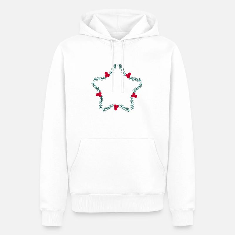 Weihnachtskranz in Sternform - Männer Premium Bio Hoodie - Weiß