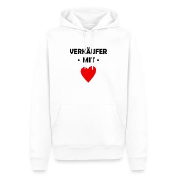 Verkäufer mit Herz - Männer Premium Bio Hoodie - Weiß - Vorne - Nico (187cm)