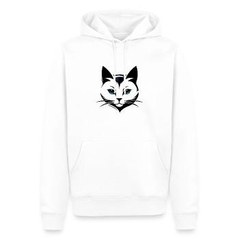 Logo de chat - Sweat à capuche Premium bio Homme - blanc - Devant - Nico (187cm)