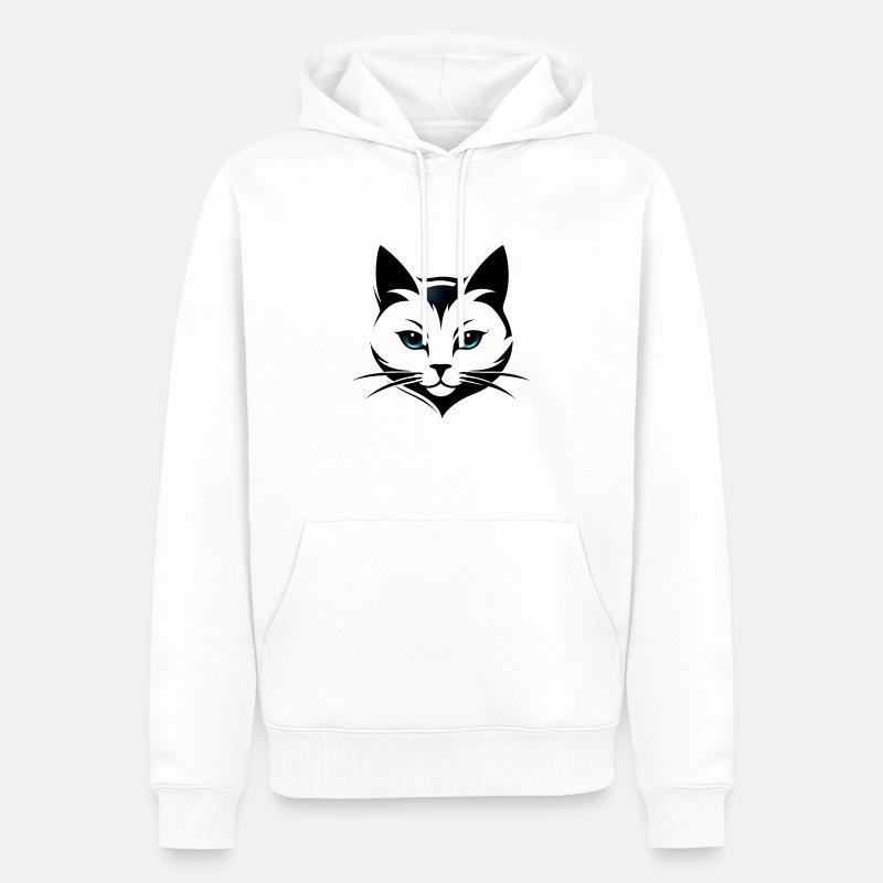 Logo de chat - Sweat à capuche Premium bio Homme - blanc