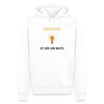 Logisch hier gar nichts. Cooler Spruch - Männer Premium Bio Hoodie - Weiß - Vorne - Nico (187cm)