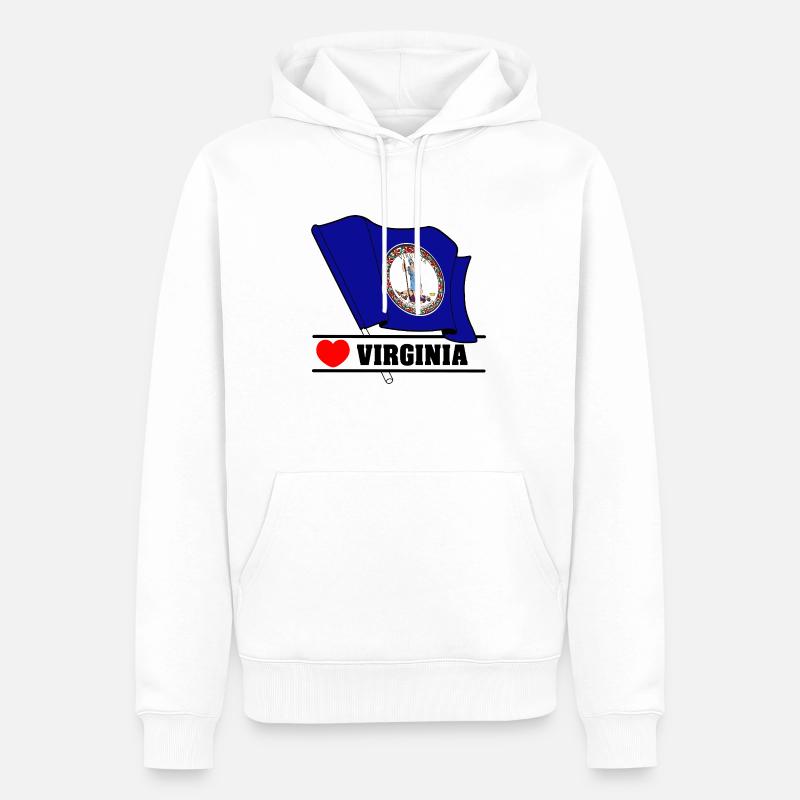 Drapeau Virginie coeur VIRGINIA - Sweat à capuche Premium bio Homme - blanc
