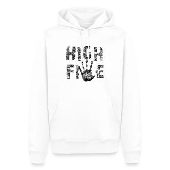 High Five - Männer Premium Bio Hoodie - Weiß - Vorne - Nico (187cm)
