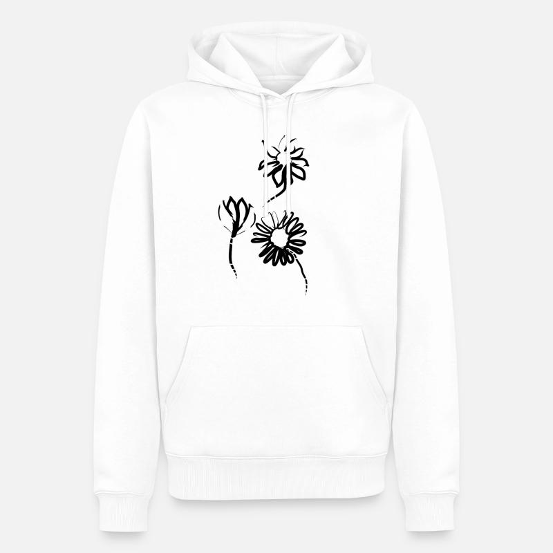 Fleurs dessinées à la main - Sweat à capuche Premium bio Homme - blanc