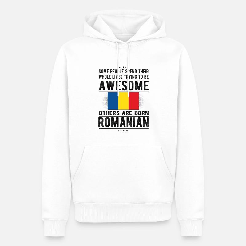 Fier drapeau roumain roumain d'origine roumaine - Sweat à capuche Premium bio Homme - blanc