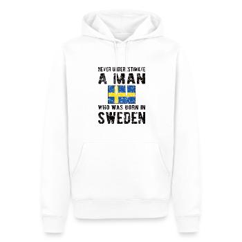 Suédois Suède Origine Drapeau suédois - Sweat à capuche Premium bio Homme - blanc - Devant - Nico (187cm)